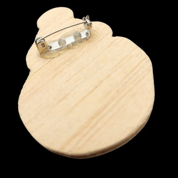 Vintage Snowman & Santa Wooden Brooches Set Of 2 Hand-painted Christmas NOTE - Picture 7 of 8